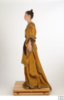  Photos Woman in Historical Dress 12 15th century Medieval Clothing a poses brown dress 0003.jpg